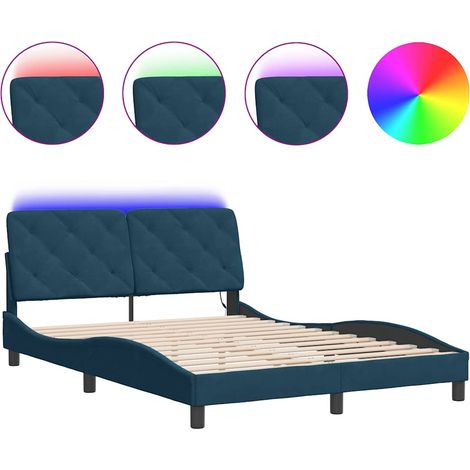 Maison Exclusive - Giroletto con LED senza Materasso Blu 140x190 cm in Velluto (1/5)
