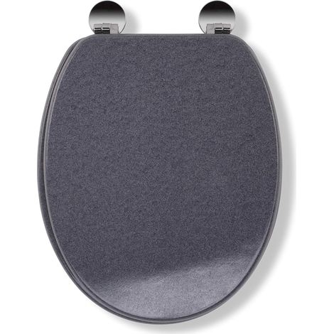 Croydex Round Granite Grey Modern Toilet Seat with Flexi-Fix Anti-Slip - Dove (1/5)