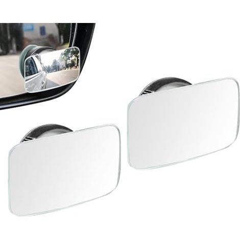 Rétroviseur WideView rectangulaire rond à angle mort réglable à 360° Réflecteur convexe d'angle mort pour véhicules universels, SUV, motos, camions, remorques, motoneiges, vélos, etc. (1/5)