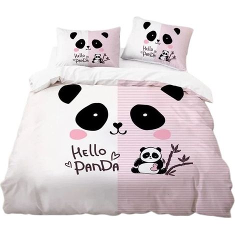 Housse de couette panda géant 200x200cm, 2 taies d'oreiller, microfibre, impression 3D, ensemble de literie enfant (1/4)