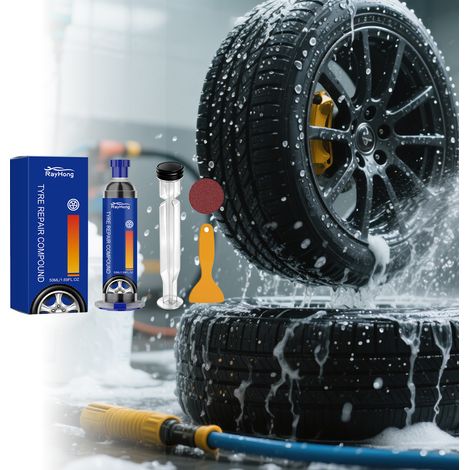 Colle de réparation pour pneus de voiture : pratique, imperméable, stable et étanche - 50 ml + tige de poussée 1 + grattoir 1 + papier de verre 1 -- BIEMMEDUE (1/5)