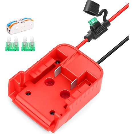 POFET Adaptateur de Batterie Power Wheels Adaptateur pour 18V Batterie Dock Connecteur d'alimentation avec Interrupteur Porte-fusible pour RC Car Toys Robotics (1/5)