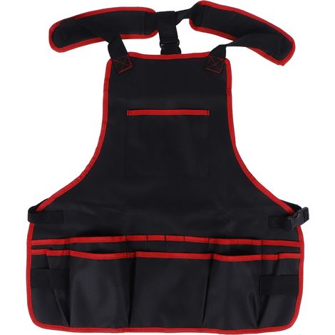 Tablier de travail multifonction Oxford rouge résistant à l'eau avec poches pour outils jardinage bricolage nettoyage (1/5)