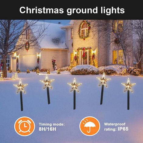 Randaco 10x Estrellas luminosas, guirnaldas de luces para exterior, guirnaldas de luces decorativas, decoraciones navideñas, luz de colores (1/4)