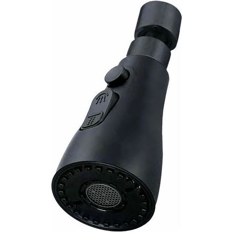 Douchette pivotante à 360° avec 3 fonctions, G1/2, aérateur d'évier pour robinet de cuisine, finition polie, noir. (1/5)
