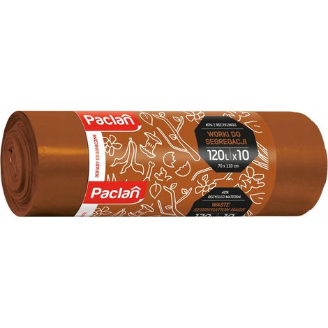 Sacchi per la spazzatura Paclan 120l 10 pezzi 139380 marrone (1/2)