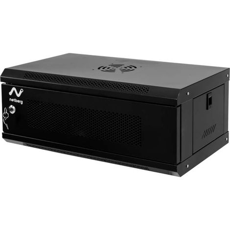Armario rack Netberg de 19" 4U 240x600x350 con puerta perforada colgante, color negro N (1/5)