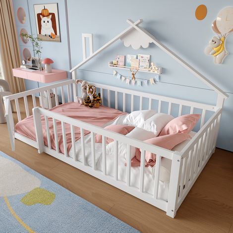Letto bambino casetta 90x190 cm pino bianco OKMYHOME (1/5)