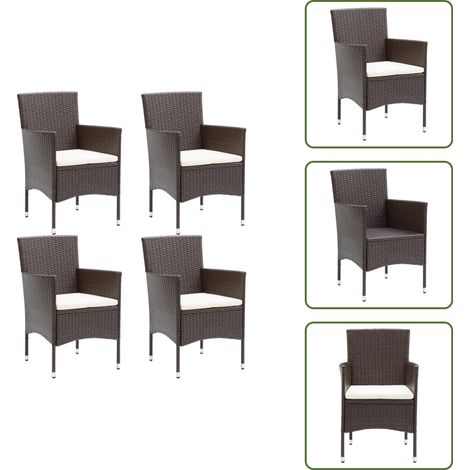 Sillas de jardín con respaldo - vidaXL Sillas de comedor para jardín 4 unidades ratán sintético marrón - Sillas de jardín ergonómicas