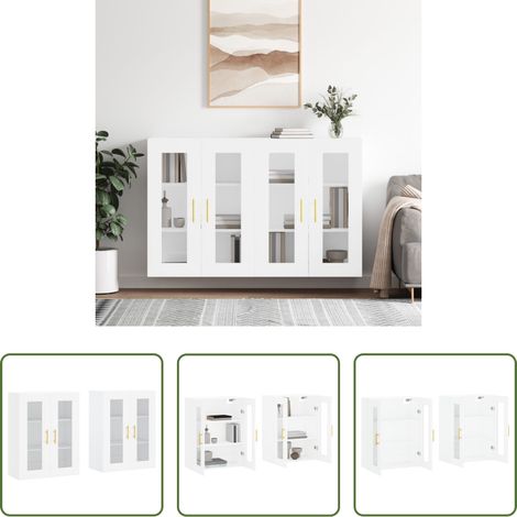 vidaXL Glas - Wandschränke 2 Stk. Weiß Holzwerkstoff (1/5)