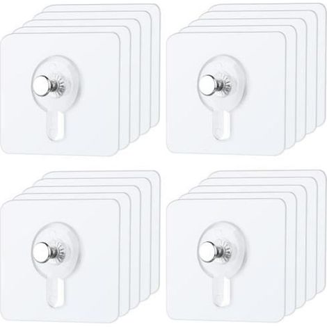 Lot de 20 accroches tableau adhésif, en acier inoxydable transparent, sans perçage, pour murs lisses et décoration intérieure (1/4)