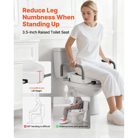 Rehausseur de Toilette avec Accoudoirs, Réhausse WC Capacité de Charge 136,08 kg et Hauteur de Levage de 8,89 cm, Siège de Toilette…