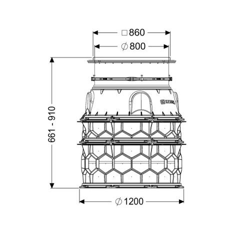 - Module d'arbre LW 1000, accès à la plaque de base LW 800, 661-910 mm, classe K 3