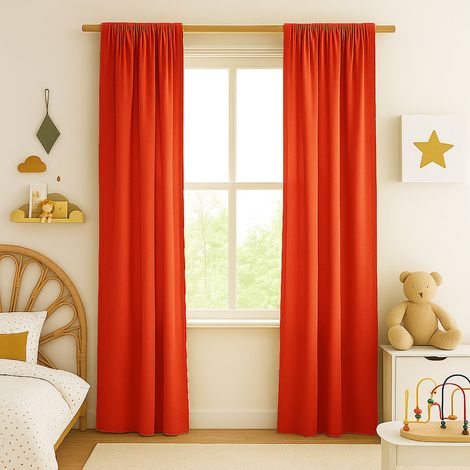 Lot de 2 rideaux de chambre enfant en double gaze de coton bio fraise 65 x 260 cm - PANGIVO (1/5)