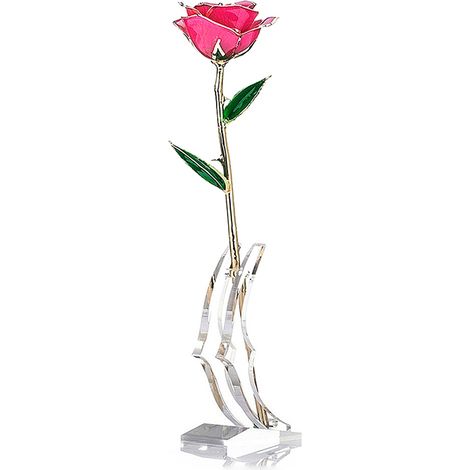Exclusivité FBA - Rose dorée premium, feuille verte rose (1/5)