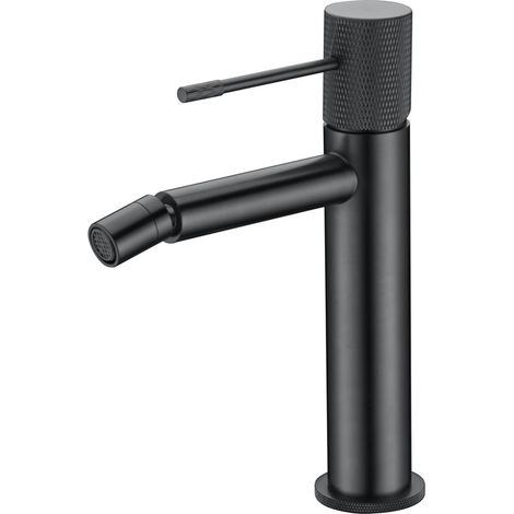 Mice - Rubinetto monocomando bidet, rubinetto bagno WC, acqua calda/fredda - Colore Grigio scuro satinato - Canna di fucile nero - BDD038-2BGM (1/2)