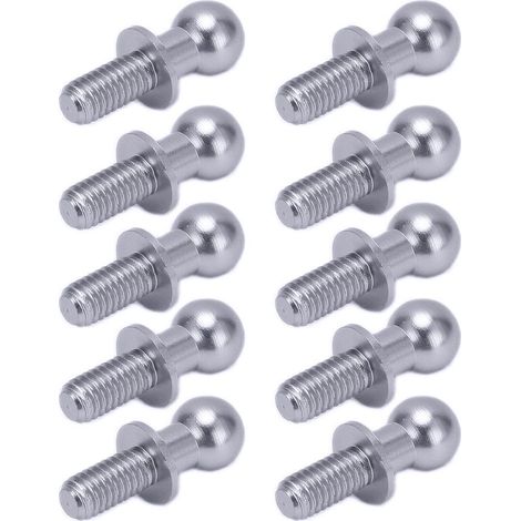 10 unités de biellettes de liaison à vis à tête sphérique en métal pour amortisseurs de voiture RC Tamiya TT01 et TT02, couleur titane. (1/5)