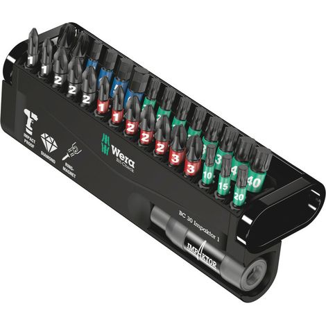 Wera Bitsortiment Bit-Check 30 Impaktor 1 30-teilig PH/PZD/T/6-KT. Schnellwechselhalter