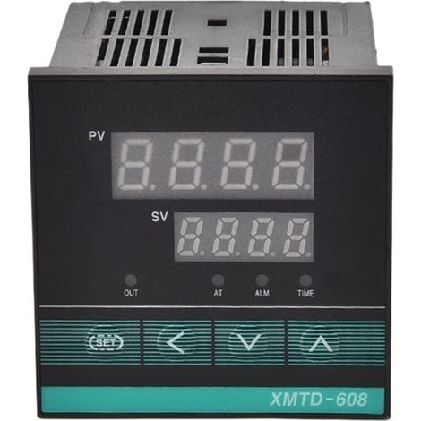 Thermostat numérique XMTD-608 à contrôle horaire PID, entrée universelle, double sortie (85-265 V), avec relais et relais statique (SSR). Plage de réglage : 0-1300 °C.
