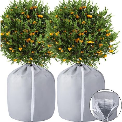 2 Pièces Protege Pot Exterieur - Protection Pot de Fleur Hiver - Housse Hivernage Plante en Pot Réutilisable 70x65cm Grise (1/5)