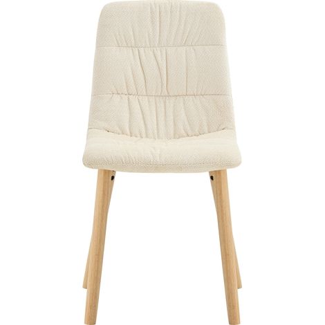 Lot de 2 chaises de salle à manger en tissu blanc, dossier ergonomique à plis, pieds en bois, style nordique moderne - CHICFURN (1/5)