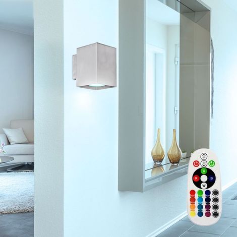 Applique murale LED RGB dimmable 3W 200 lm blanc chaud aluminium 7,5x10cm télécommande (1/5)