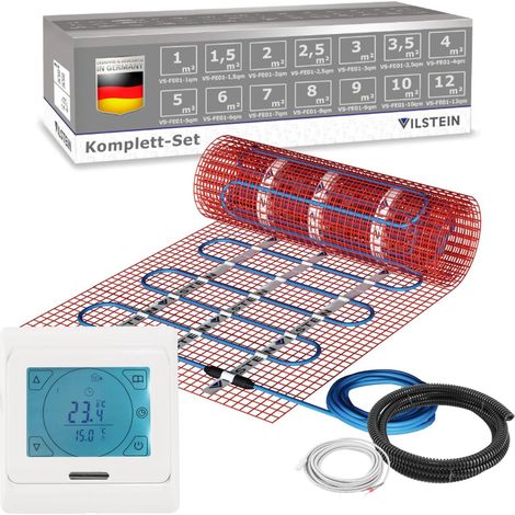 VILSTEIN© Elektrische Fußbodenheizung 150W/m² TWIN Technologie Elektro Komplett-Set - 3m² - 6m