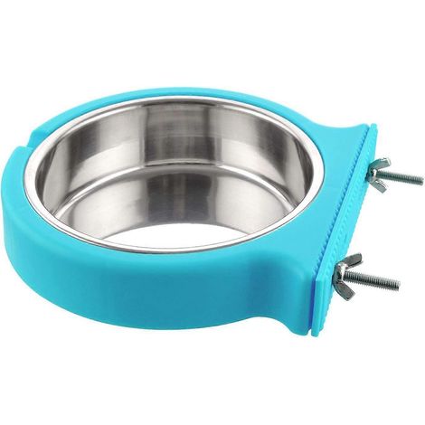 Gamelle bleue (L) pour cage de transport pour chien, gamelle suspendue amovible en acier inoxydable, petit bol d'eau et de nourriture pour chiens, chats, lapins et oiseaux, accessoires pour animaux de (1/5)