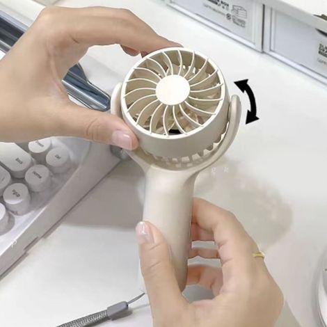 Mini-Handventilator, multifunktional, leise, 3 Geschwindigkeitsstufen einstellbar, starker Wind, tragbarer kleiner Tischventilator für Zuhause, Reisen und Outdoor, Khaki (1/5)