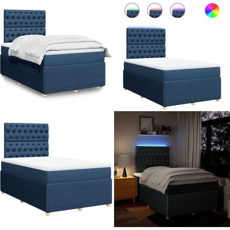 vidaXL Sommier à lattes de lit avec matelas Bleu 120x200 cm Tissu