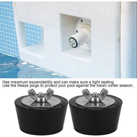 Lntyq 2 Pièces Bouchons D'expansion Bouchons, Piscine Bouchons de Ligne de Retour de Piscine pour, Piscine Spa Garden Entertainment Swimming Pool Accessories, Acier inoxydable, Noir, 5.12.7cm - 3