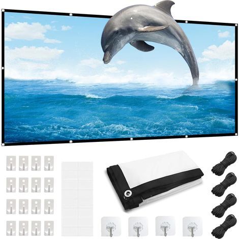 Écran de projection 120" - Double face - 16:9 HD - Pliable - Anti-plis - Pour la maison, le bureau, l'école et l'écran de projection en extérieur (1/5)