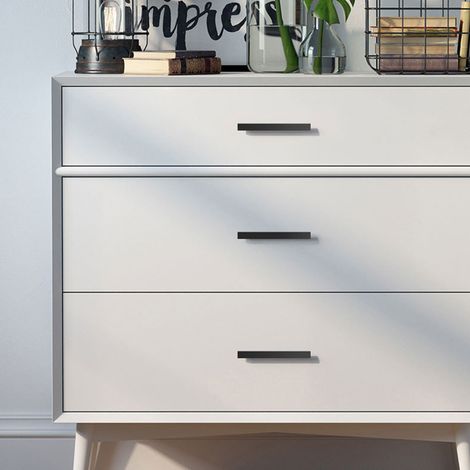Moderner, langer Möbelgriff aus schwarzem Aluminium, für Schrank, Kommode, Schublade, Küche, amerikanischer Stil, 160 mm Mittenabstand, 2er-Set, Modell T. (1/3)