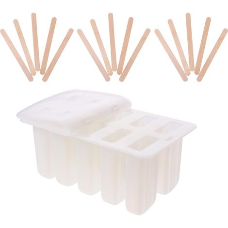 Moule à Glace DIY en Silicone avec 10 Cavités et Bâtons en Bois, Facile à Nettoyer Ranger pour Préparer des Glaces Maison Estivales Couleur Aléatoire (1/5)