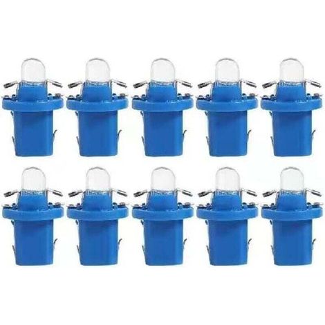 Paquete de 10 bombillas LED T5 con portalámparas, 12V BAX10d B8.5D, para salpicadero de coche y moto - Azul -Crezuo