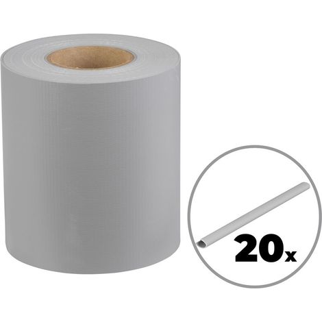 Band Strend Pro EUROSTANDARD, 190 mm, L-26 m, Schattierband, grau, Abdeckband, für Zaunpaneele, 1050 g/m2, PVC, RAL7040