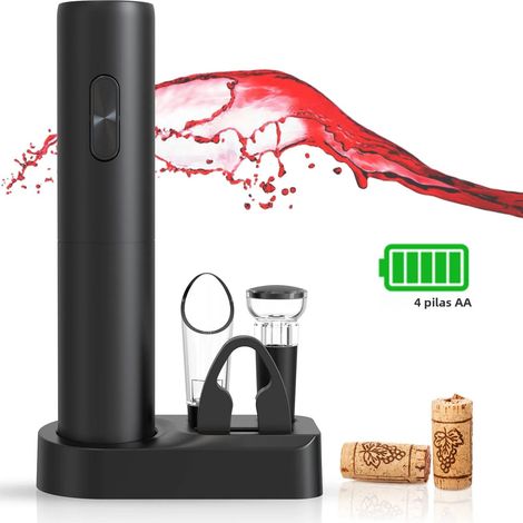 (Coffret cadeau) Ouvre-bouteille électrique, décapsuleur automatique, avec base de rangement, fonctionne sur piles (1/5)