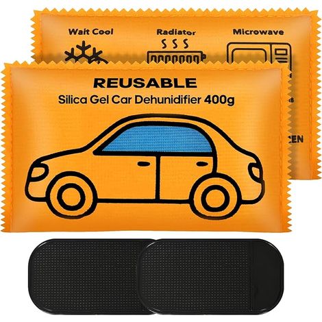 2 sacs x 400 g Déshumidificateurs pour Voiture Réutilisables, Absorbeurs D'humidité pour Voiture, Coussinet Antidérapant, Convient également pour la maison et les fenêtres (1/5)