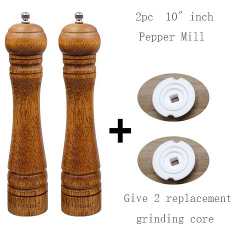 Moulin à Sel et Poivre en Bois Massif - Cœur de Broyage Céramique Réglable - 5 8 10 Pouces - Pour Cuisine Maison (1/3)