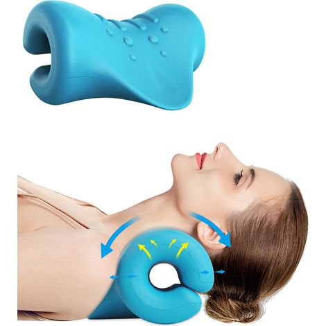 Cuscino ergonomico in memory foam con trazione cervicale - Allevia il dolore al collo, l'emicrania e le spalle irregolari - Comfort ottimale e allineamento del collo (blu)