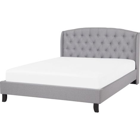 Bett mit Lattenrost Stoff BORDEAUX 140 x 200 cm Hellgrau