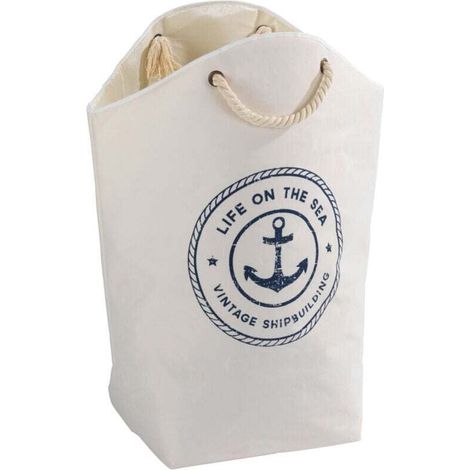 Panier à linge avec poignées tressées, Sylt, Capacité 58L, Polyester, 25x60x53 cm, Beige (1/4)