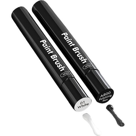Kit de retouche peinture pour rayures de voiture - Stylo applicateur pinceau - 2 pièces - Blanc (1/5)