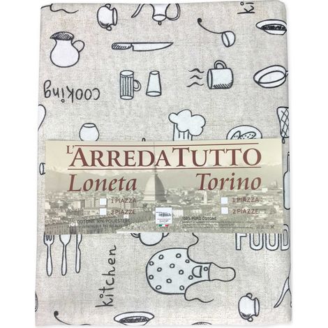 TELO ARREDO COPRITUTTO GRAN FOULARD COPRILETTO COPRIDIVANO TESSUTO LONETA COOKING 1 PIAZZA (1/3)