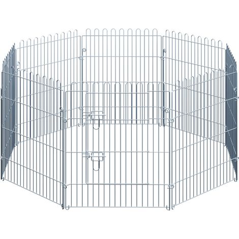 Sécuriser les chiots avec un parc extérieur à 8 panneaux, porte verrouillable et ancrages au sol (1/5)