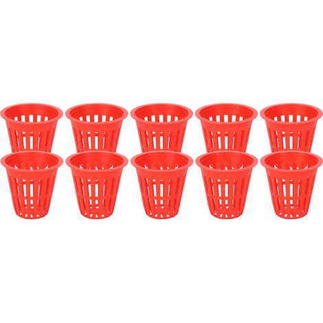 Lot 10 paniers culture hydroponique – rouge – maille plastique – balcon