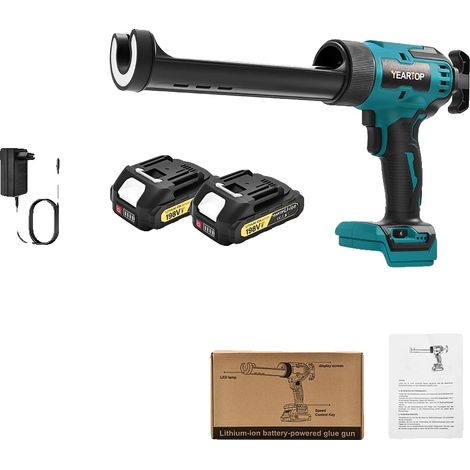 Pistolet à colle électrique sans fil, 6 réglages de vitesse, design léger, 2 BATTERIE (1/2)
