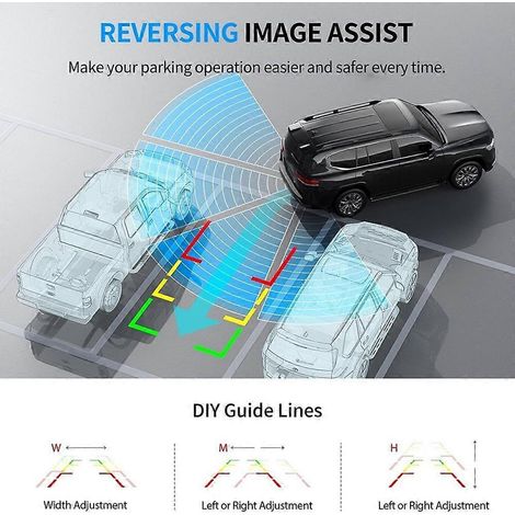 Caméra de recul sans fil solaire pour voiture, moniteur HD 1080p de 5 pouces, système de caméra de recul 5 000 mAh pour véhicules, camions, voitures, camping-cars et SUV (1/5)