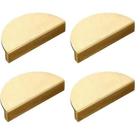 Lot de 4 poignées de tiroir demi-cercle en forme de lune avec vis, poignées de tiroir en laiton doré pour cuisine, chambre (1/4)