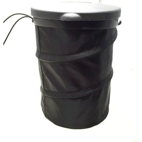 1pc Noir Poubelle de Voiture Universel Pliable Garbage Peut Portable Multi-usages Suspendu Boîte à Ordures avec Couvercle pour Vé (1/4)